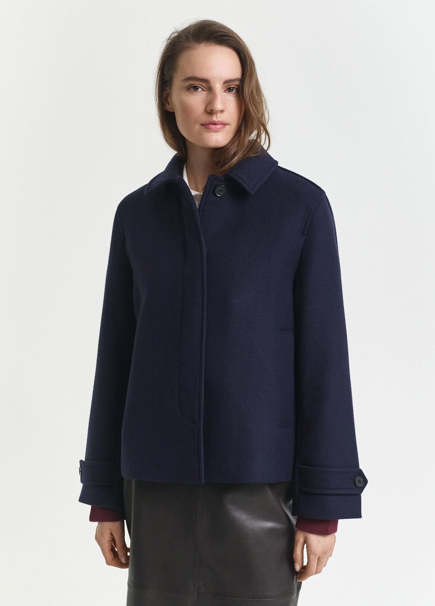 Wool Blend Short Car Coat