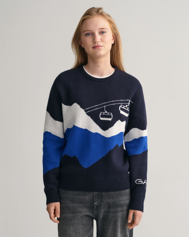 Teens Alpine Jacquard Crew Neck Sweater