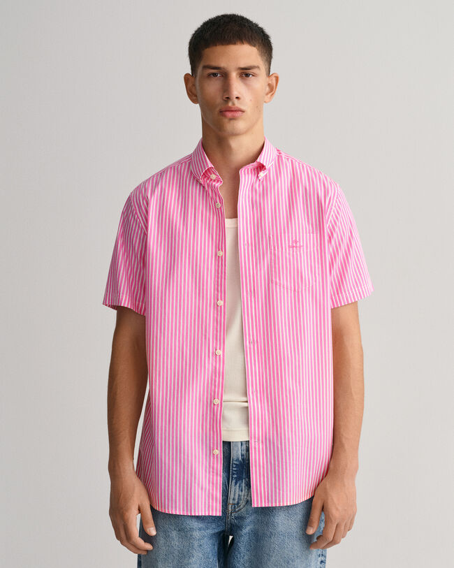 Regular Fit Striped Short Sleeve Broadcloth Shirt
