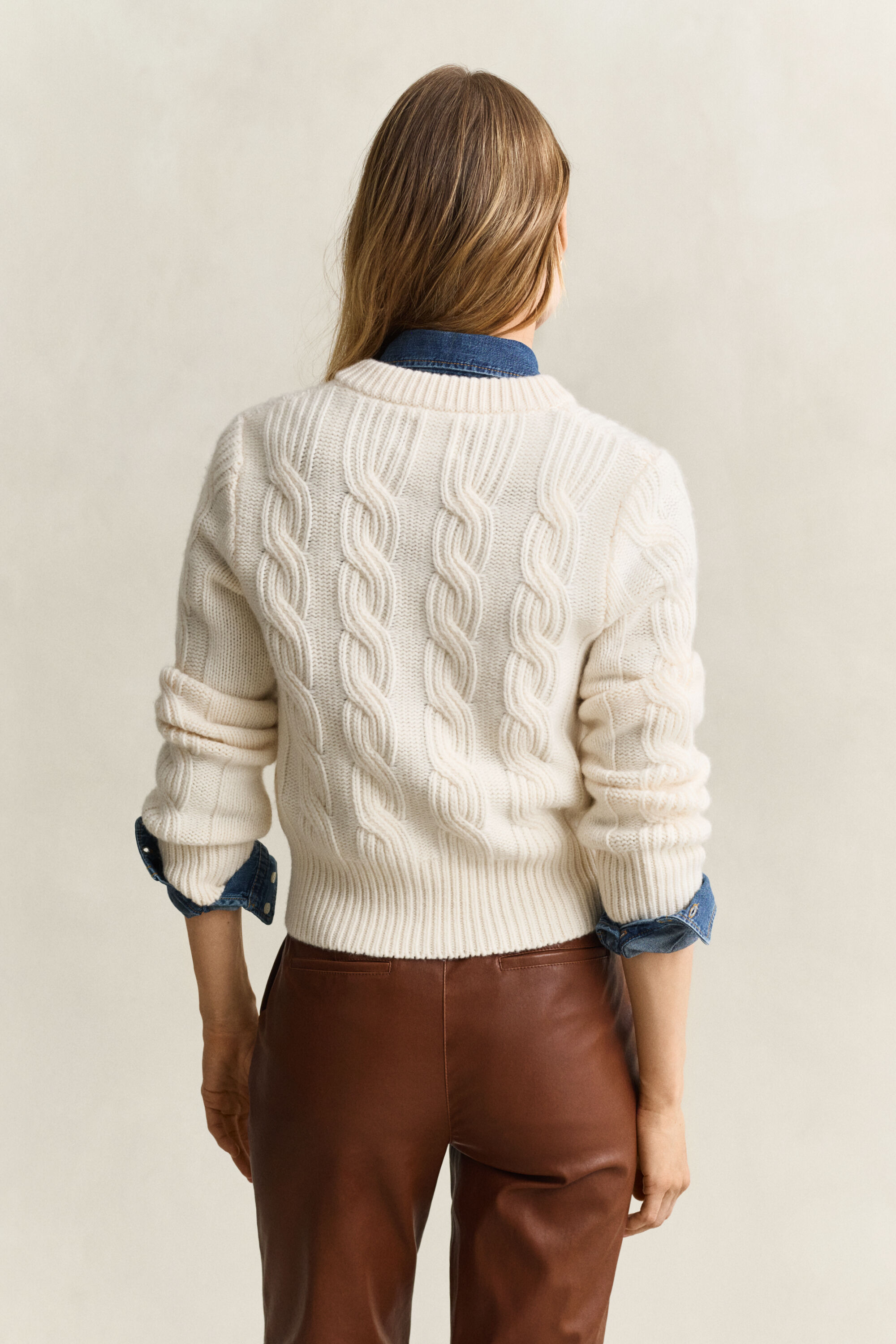 Wool Blend Cable Knit Cardigan