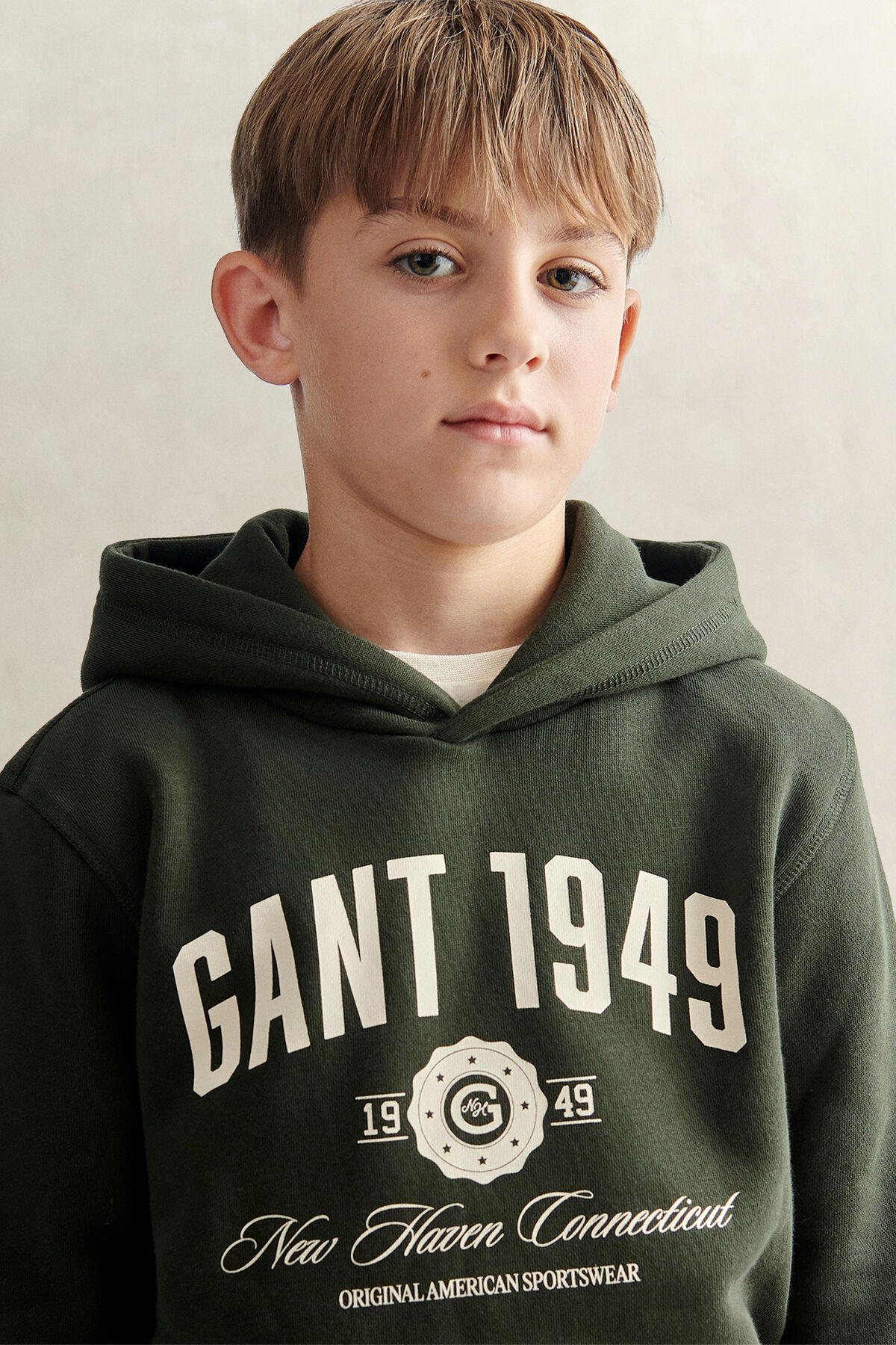 Teen Boys Collegiate Hoodie — DARK MOSS GREEN