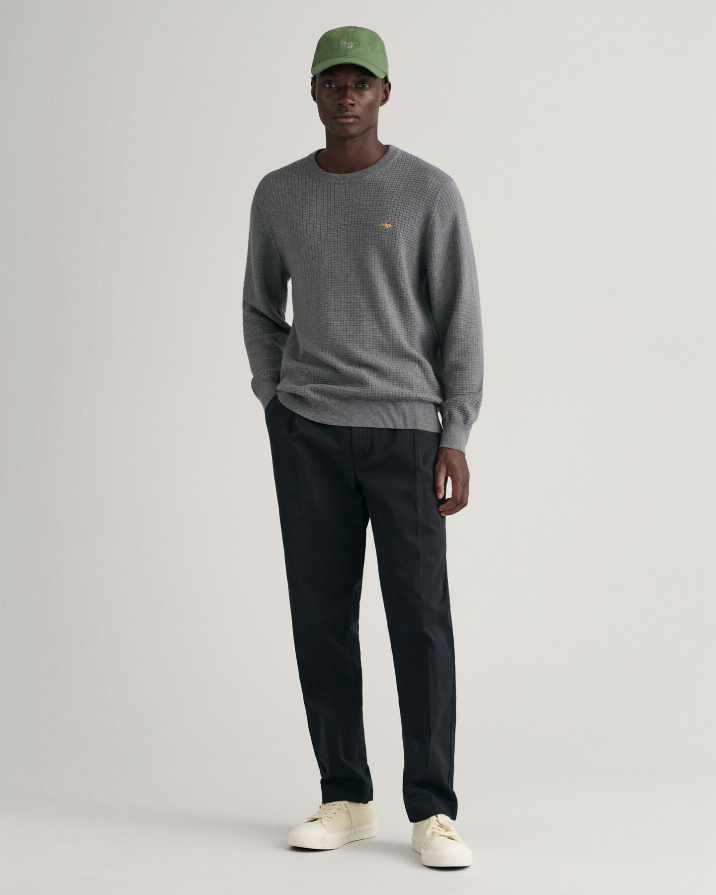 Cotton Texture Crew Neck Sweater