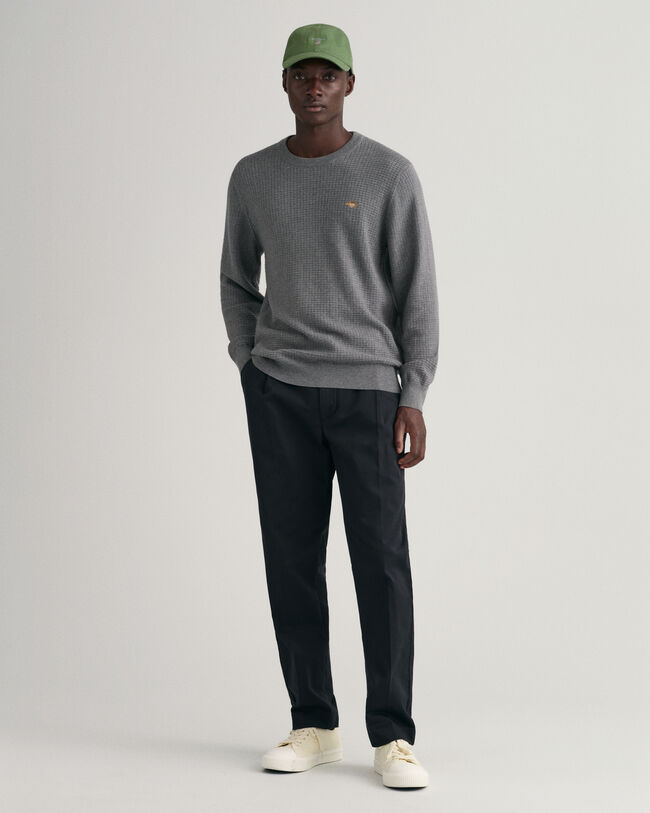 Cotton Texture Crew Neck Sweater