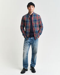 Regular Fit Checked Indigo Shirt