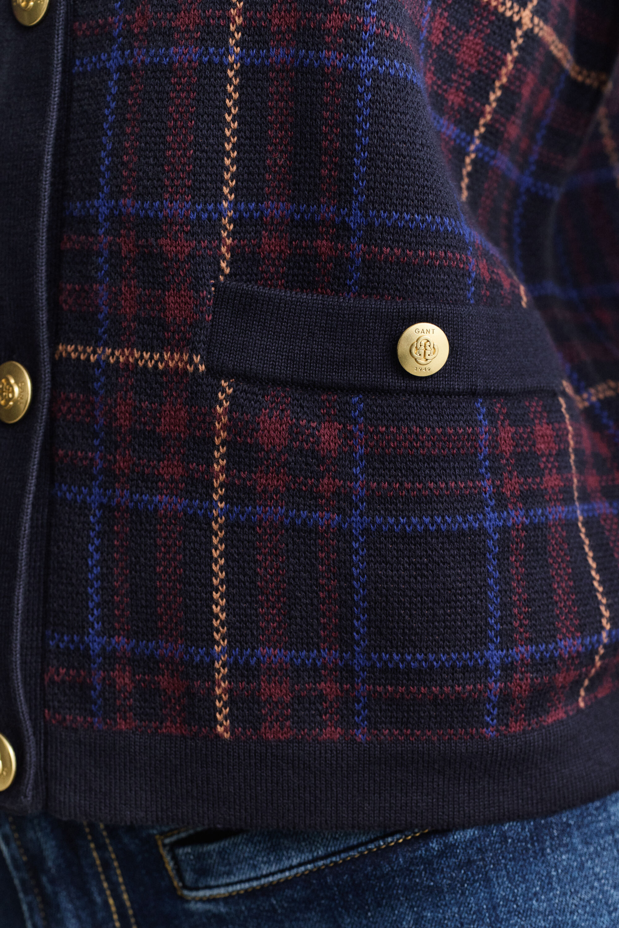 Knitted Check Cardigan