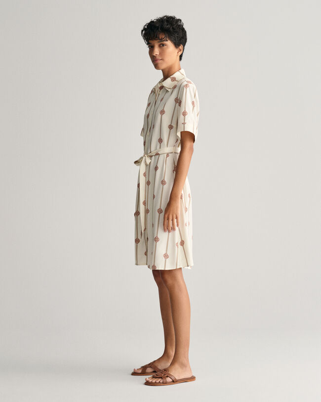 Printed Short Sleeve Shirt Dress