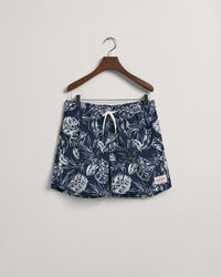 Classic Fit Tropical Leaves Print Swim Shorts