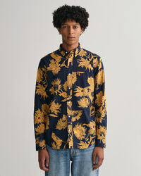 Regular Fit Sunflower Print Cotton Linen Shirt