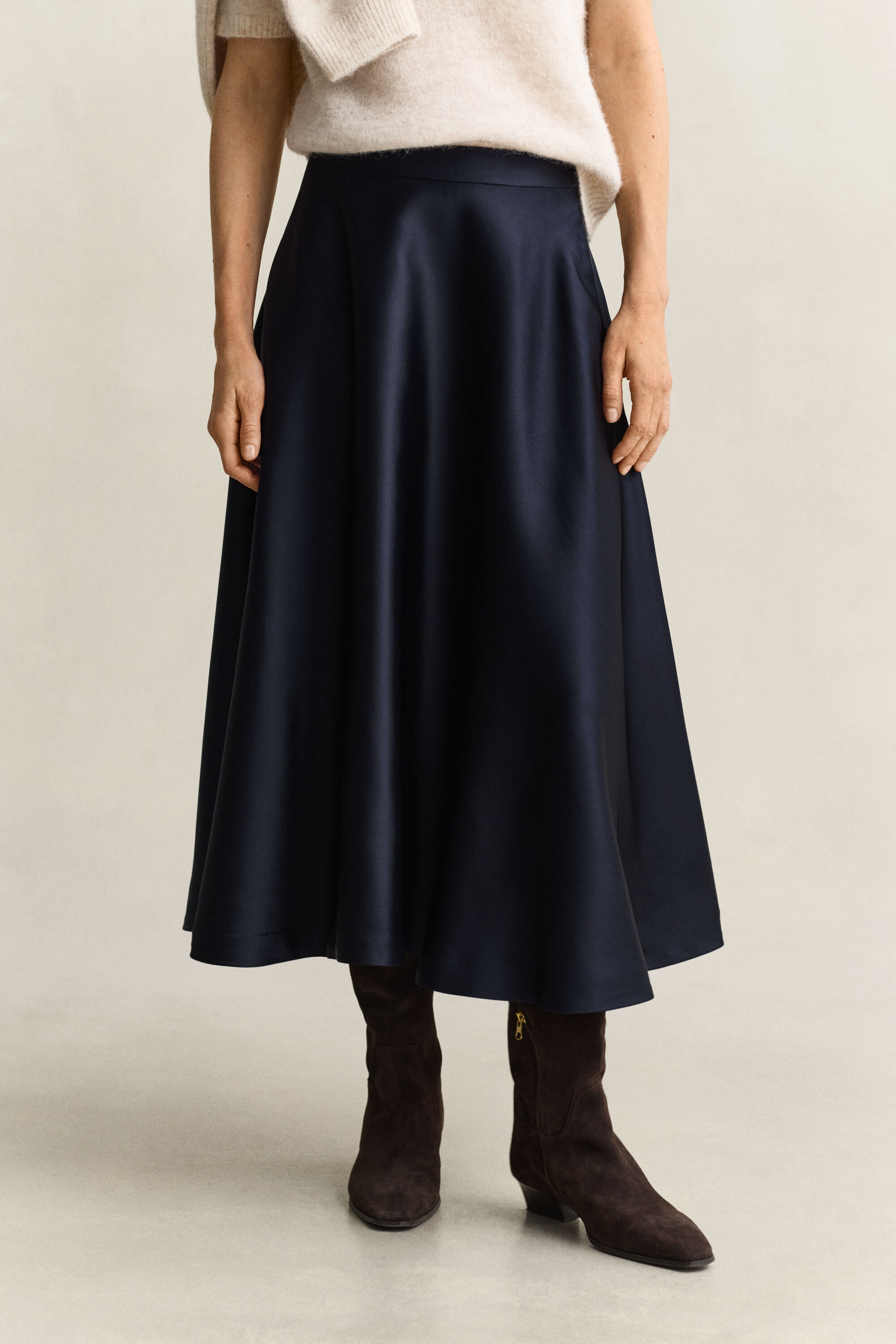 Volume Satin Skirt — EVENING BLUE