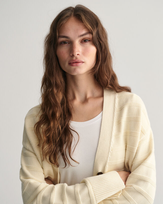 Tonal Striped Cotton Cardigan