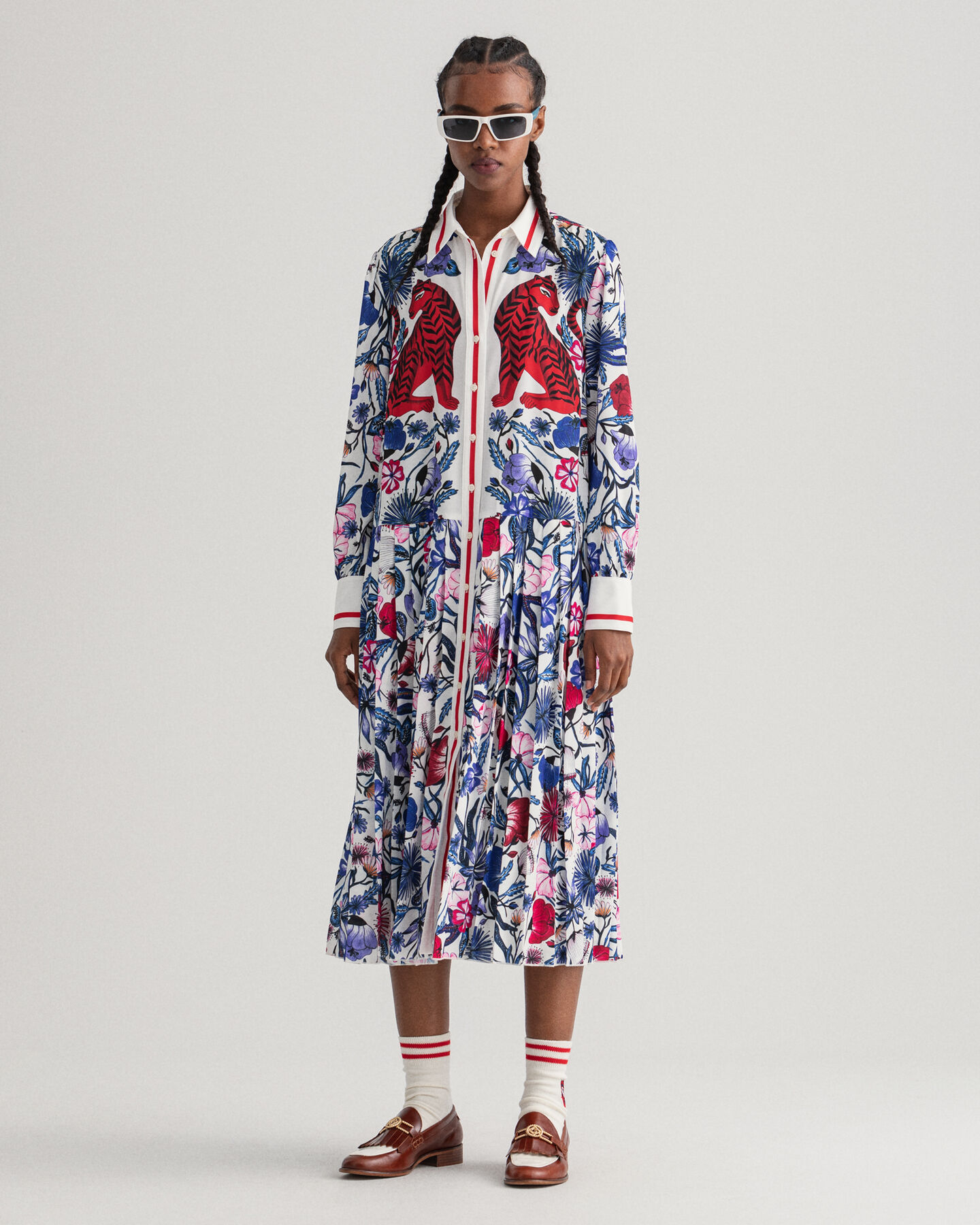 Tiger Flower Pleated Dress