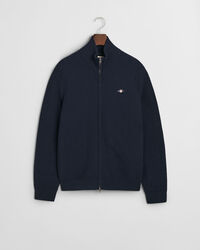 Textured Cotton Zip Cardigan