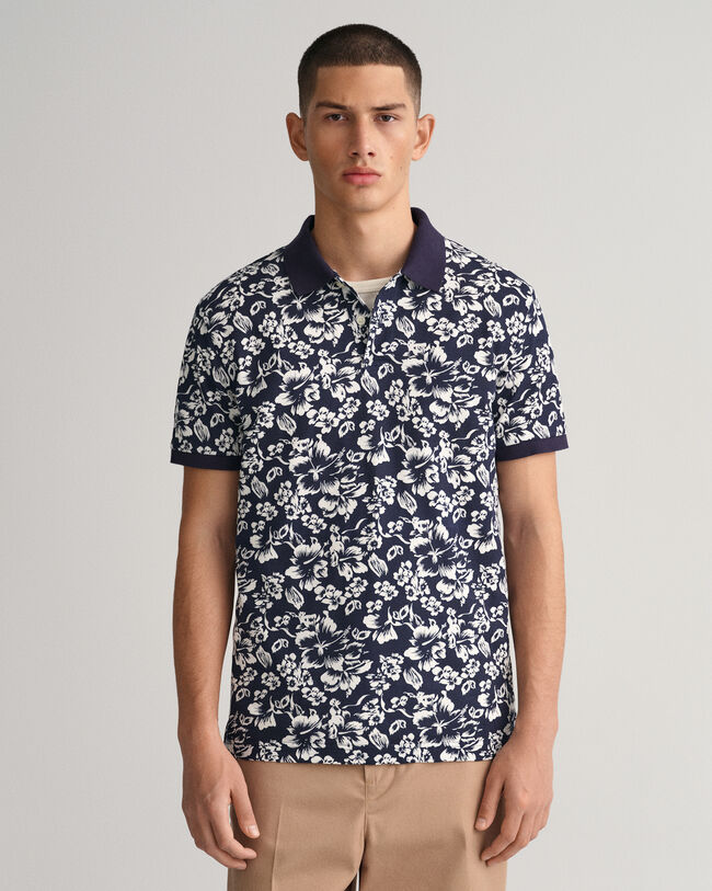 Floral Print Piqué Polo Shirt