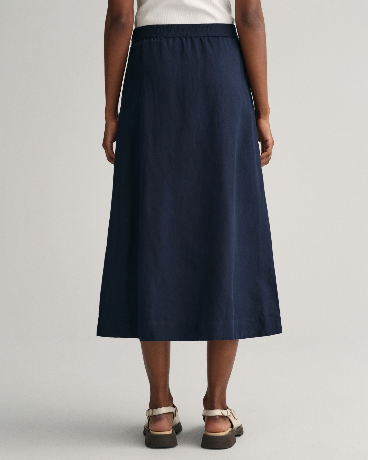 Linen Viscose Midi Skirt