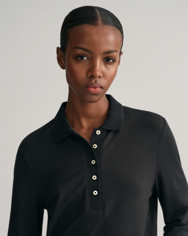Detail Collared Long Sleeve Polo Shirt