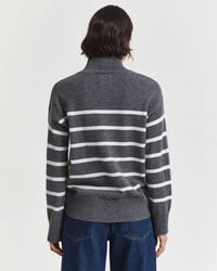 Striped Superfine Lambswool Turtleneck Sweater