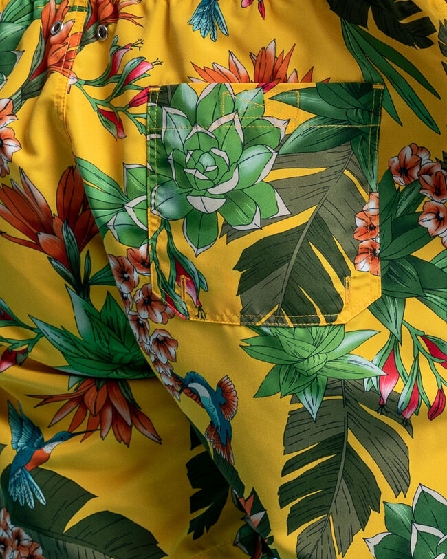 Classic Fit Humming Garden Print Swim Shorts