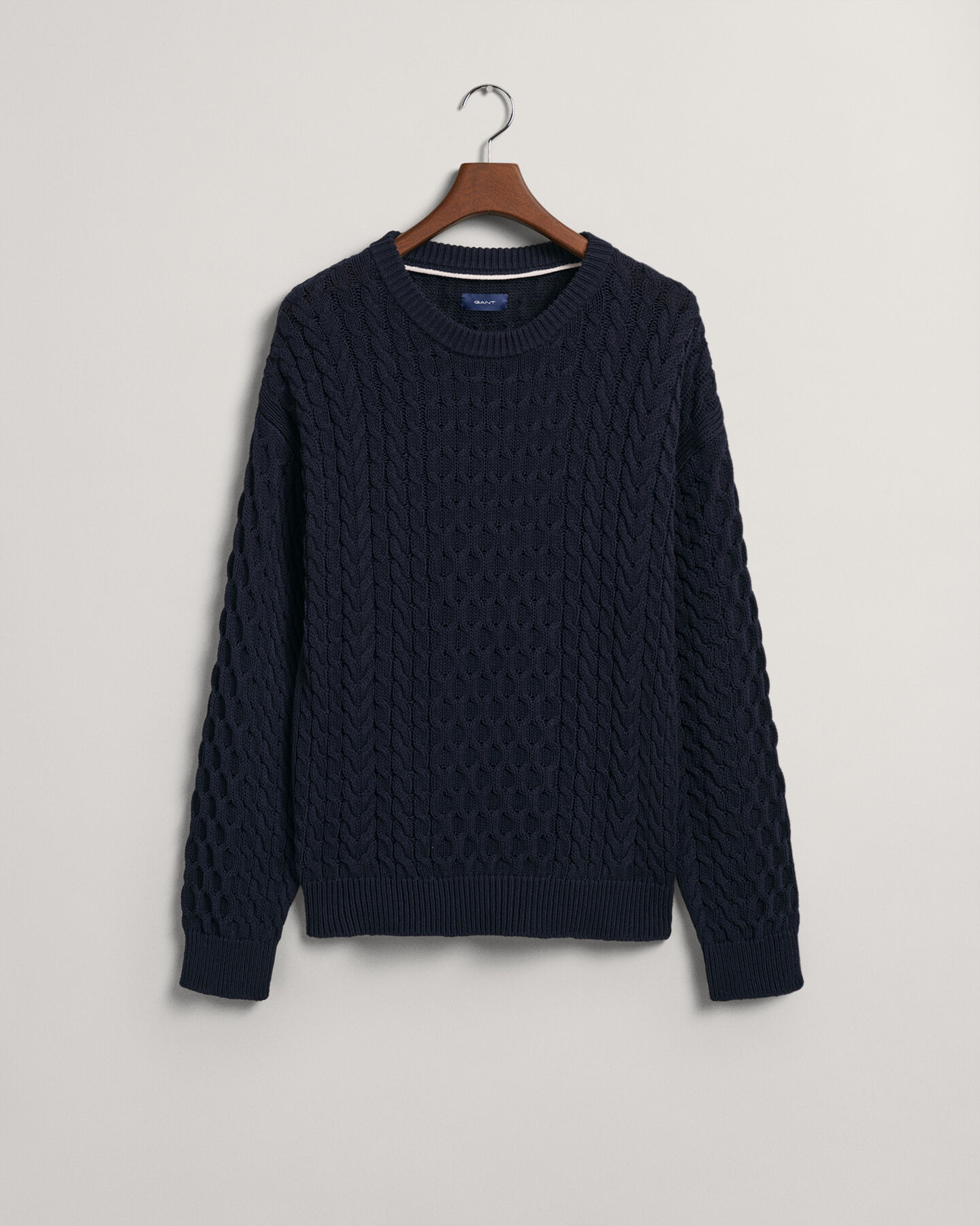 Cotton Cable Knit Crew Neck Sweater