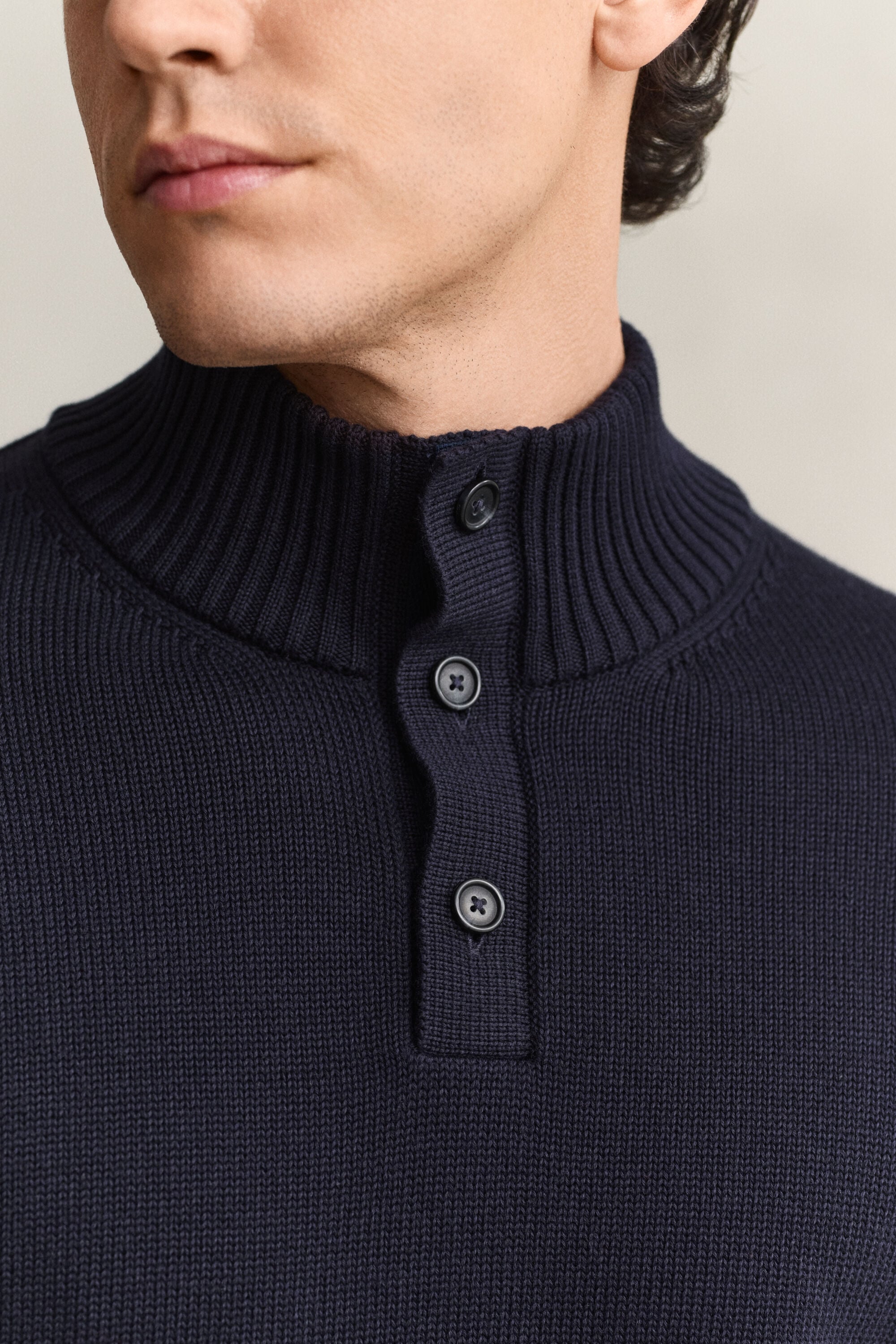 Supima Cotton Buttoned Neck Sweater
