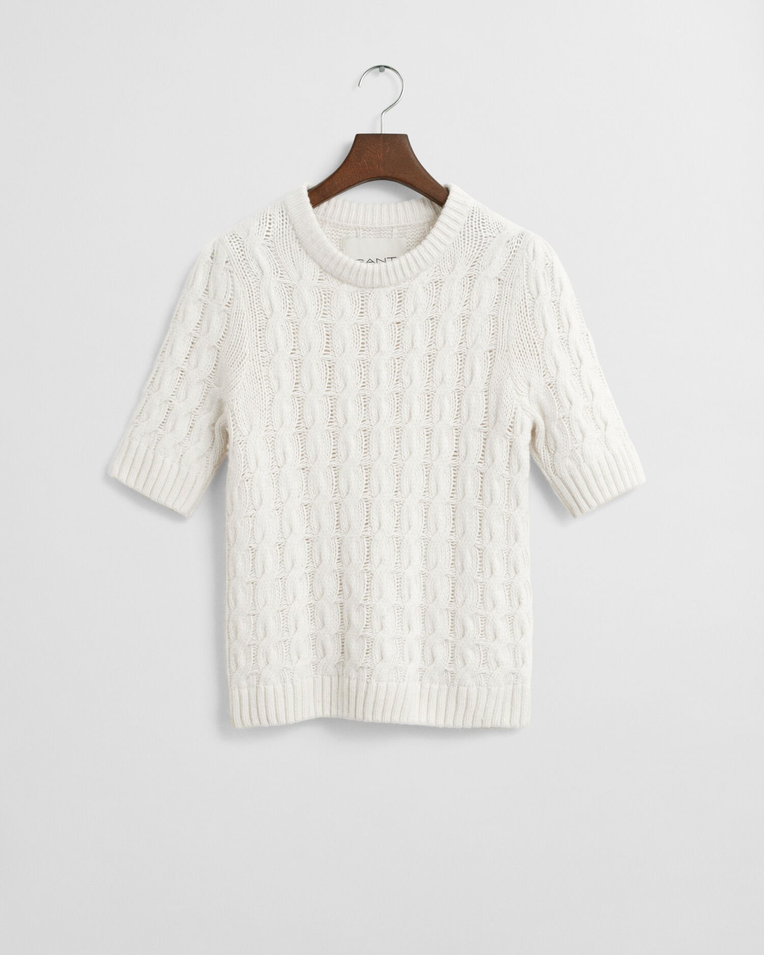 Puff Sleeve Cable Knit Short Sleeve Top