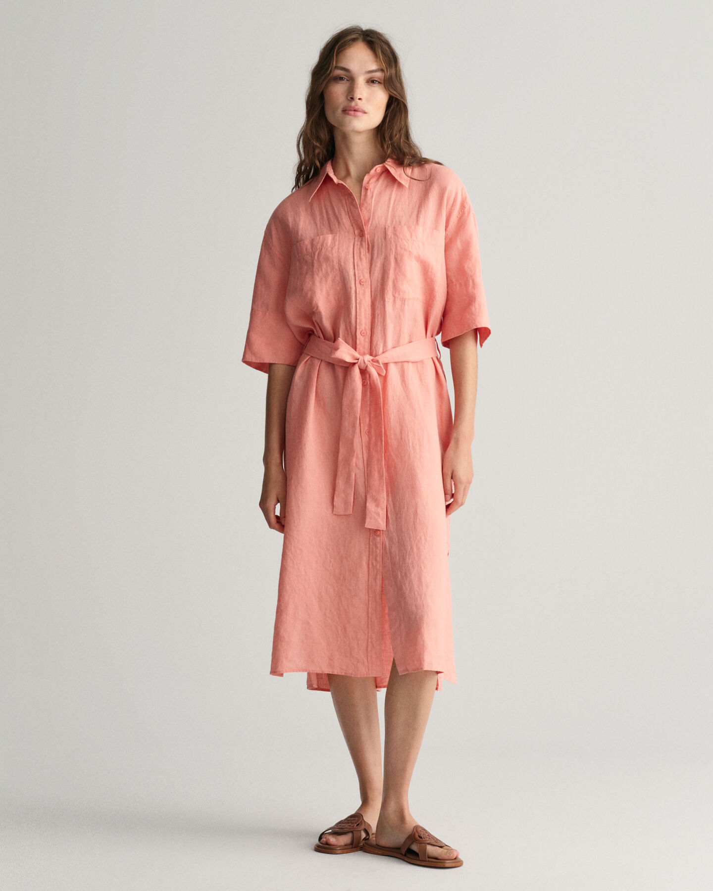 Linen Short Sleeve Shirt Dress