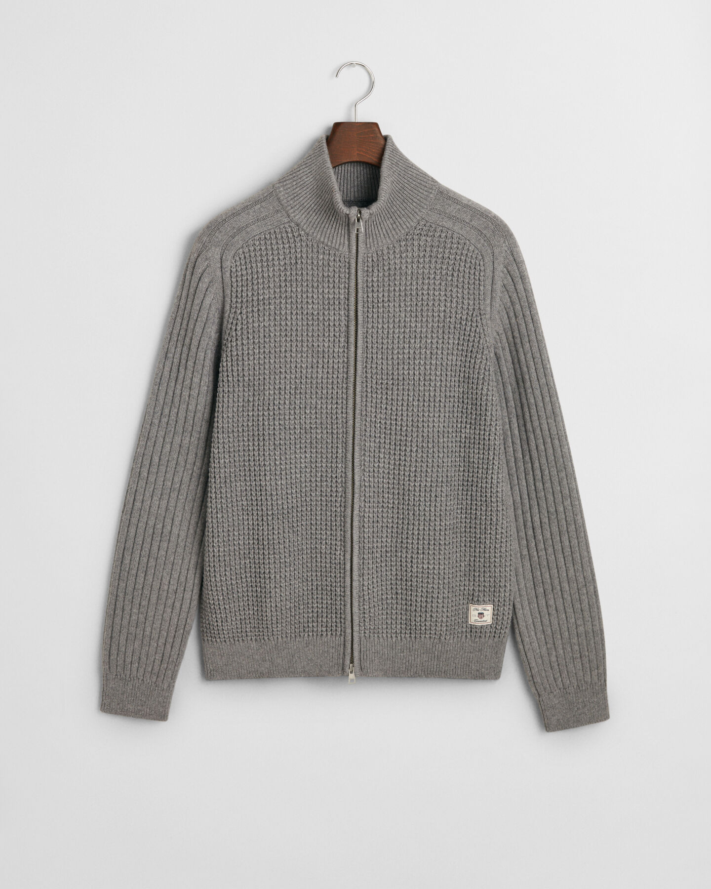 Textured Wool Blend Zip Cardigan