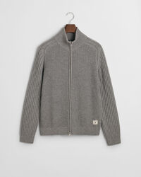 Textured Wool Blend Zip Cardigan
