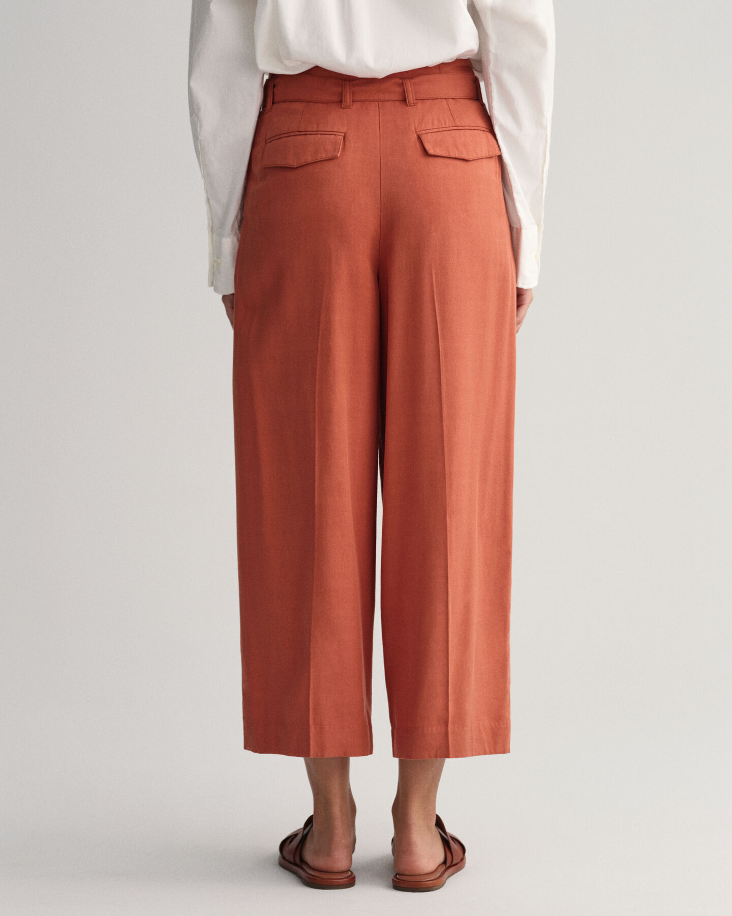 Wide Leg Cropped Belted Pants