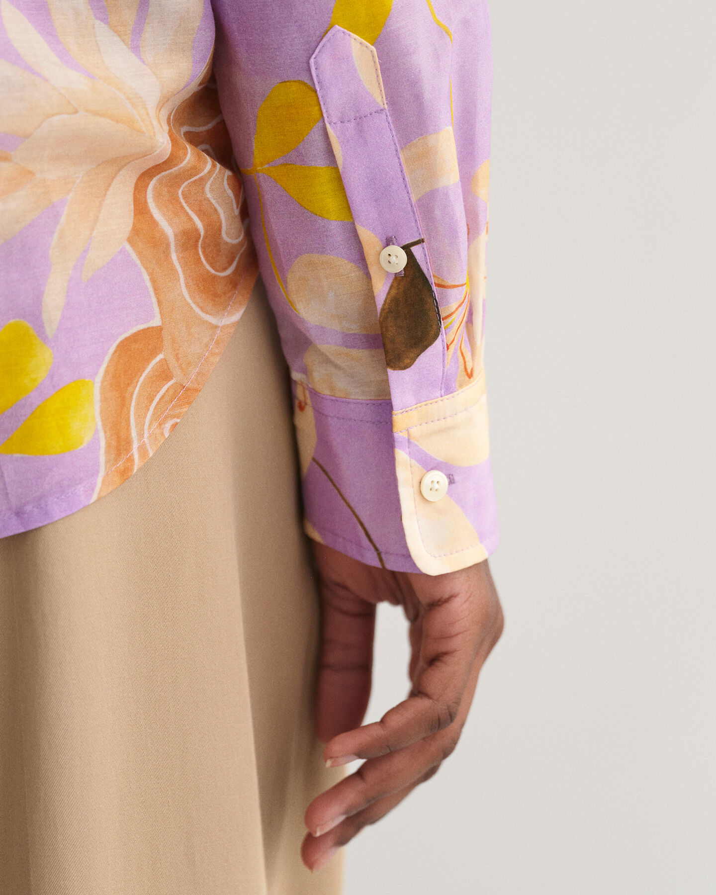 Regular Fit Floral Print Cotton Silk Shirt