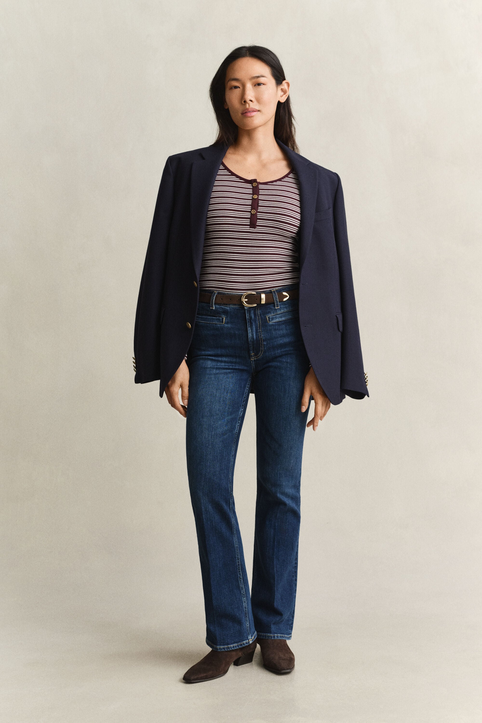 Ribbed Long Sleeve Henley Top