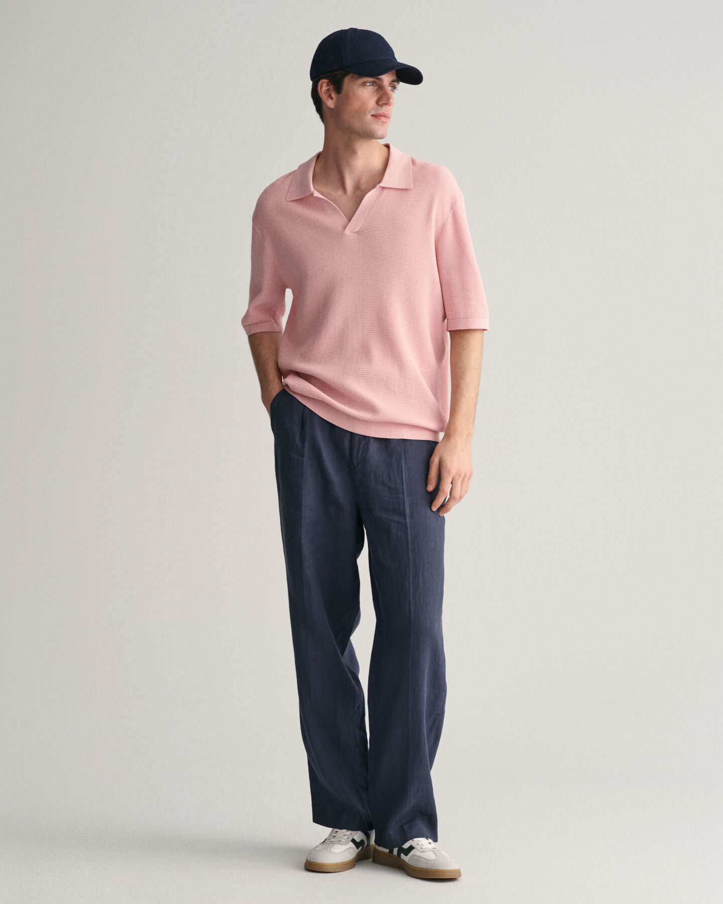 Open Knit Polo Sweater