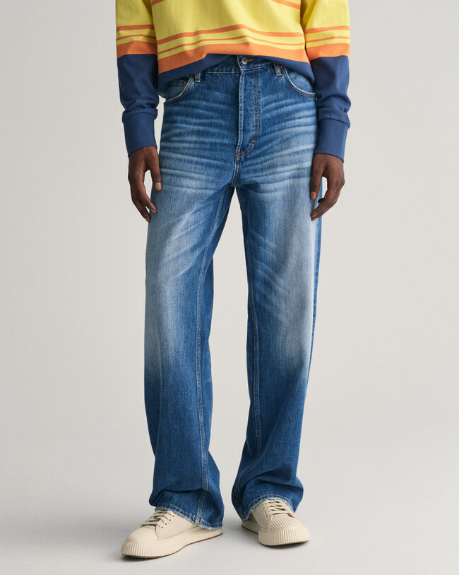 Loose Fit Vintage Wash Jeans