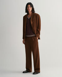 Wide Leg Wool Crepe Suit Pants