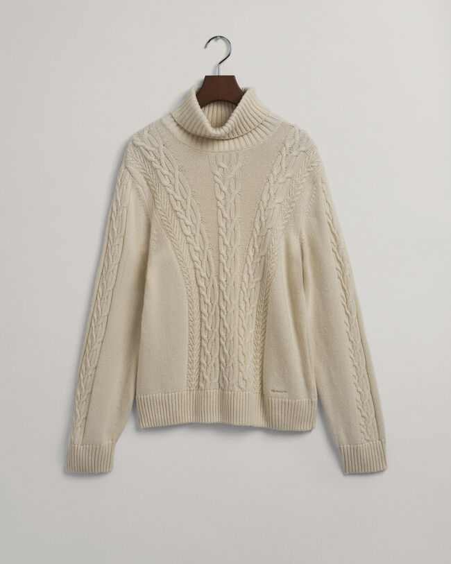 Teen Girls Chunky Cable Polo Sweater