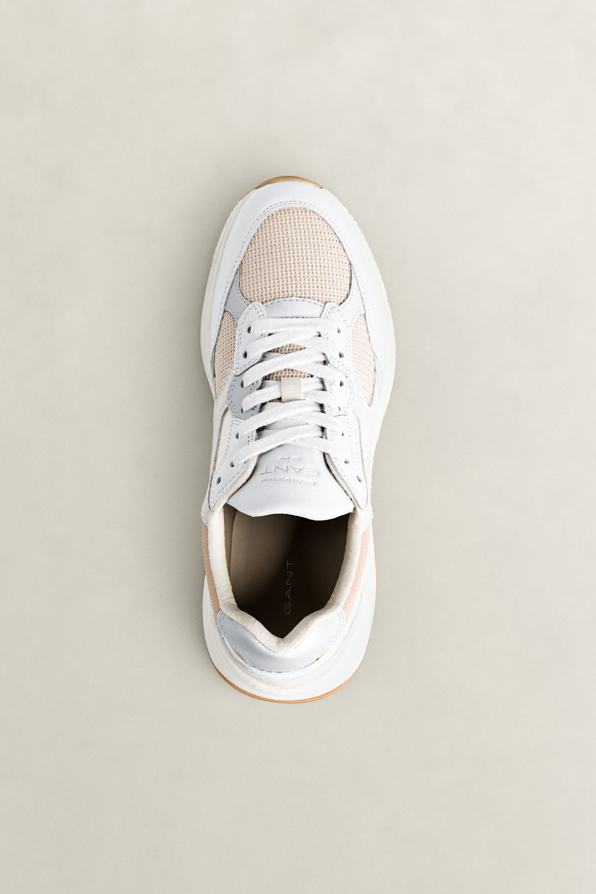 Newile Leather Nylon Sneakers — ECRU