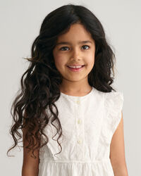 Girls Frilly Broderie Anglaise Dress