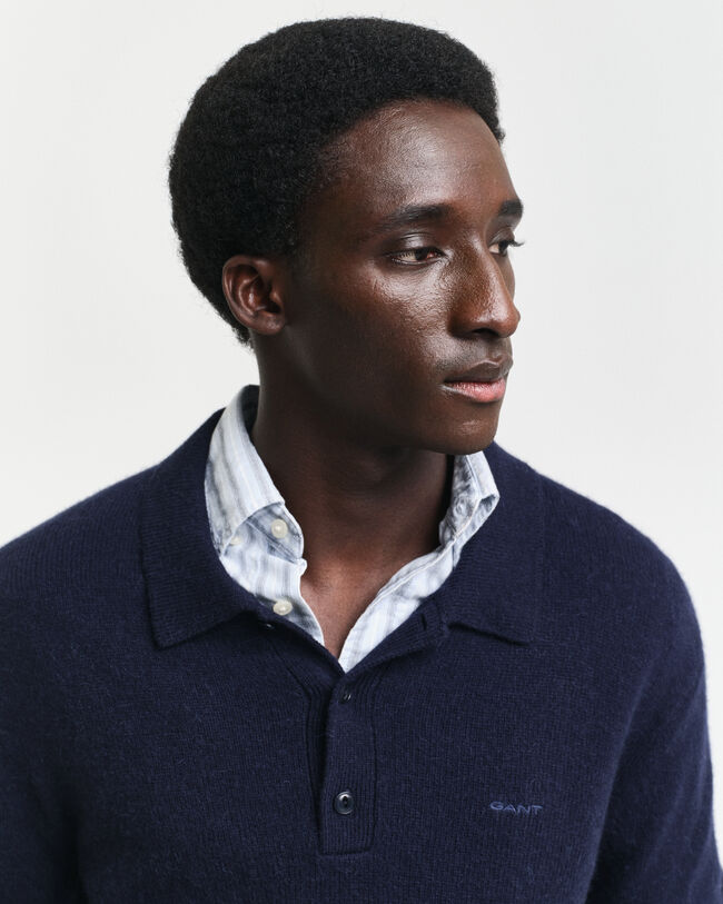 Wool Blend Polo Sweater
