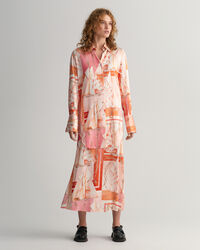 Relaxed Fit Sailing Print Silk Shirt