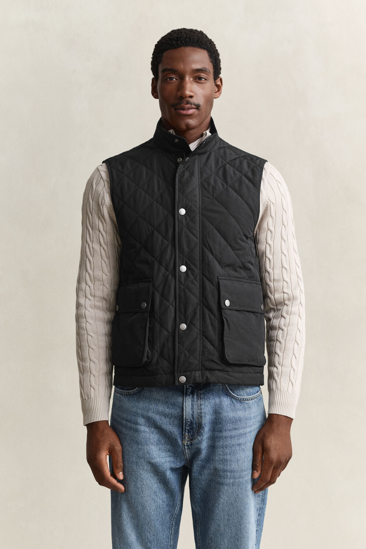 Quilted Vest — BLACK
