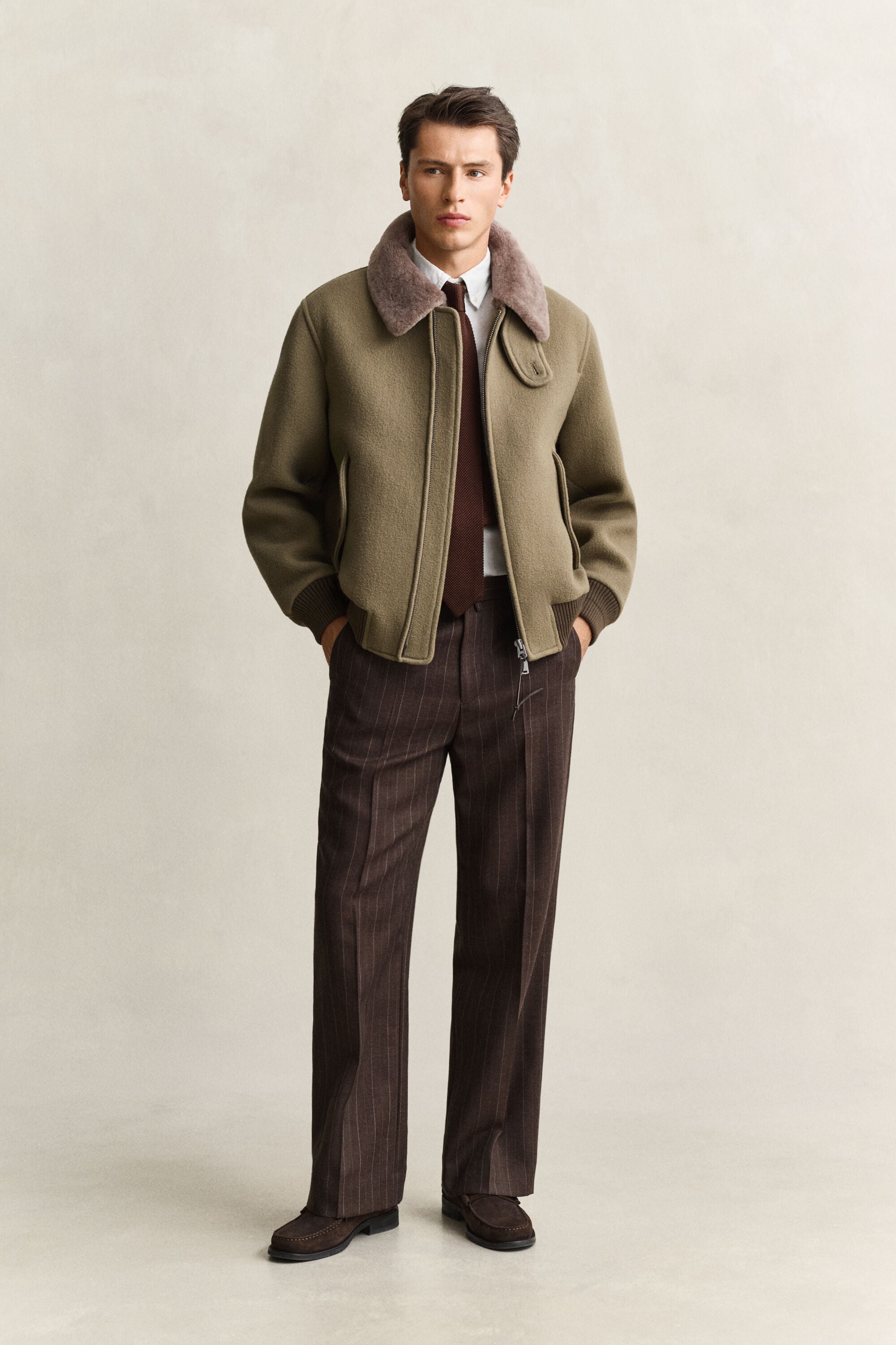Wool Shearling Aviator Jacket
