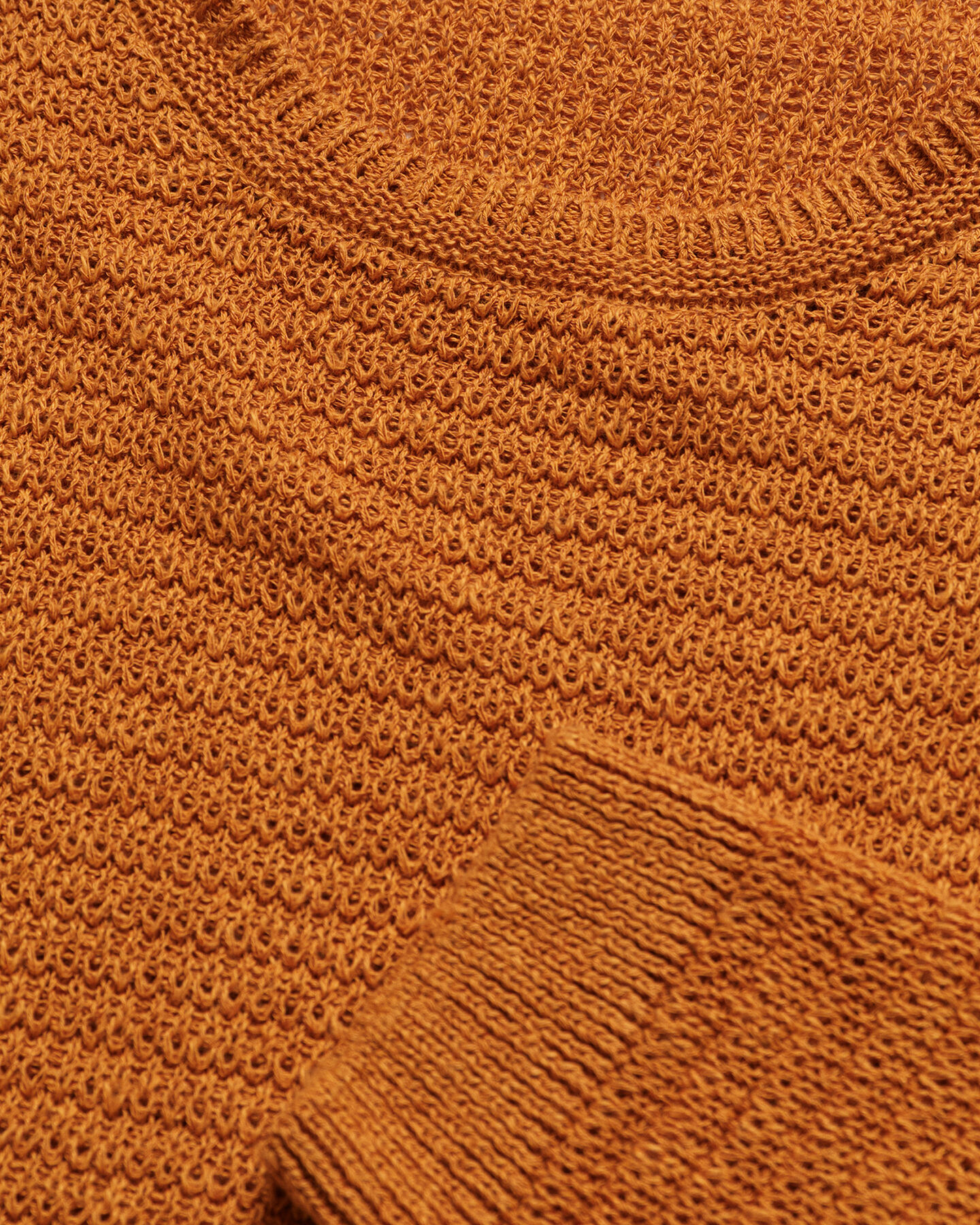 Textured Cotton Linen Crew Neck Sweater