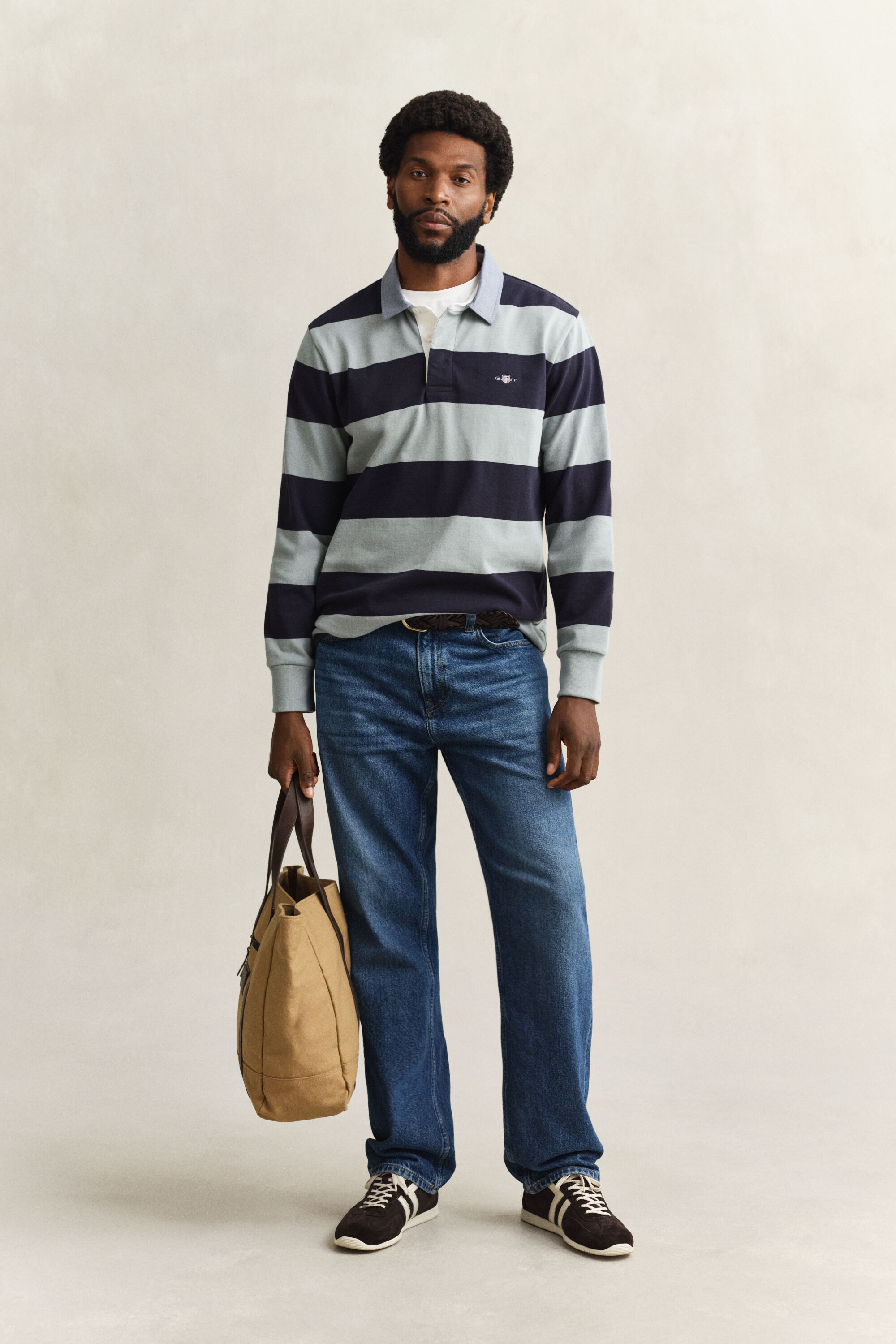 Chambray Collar Striped Heavy Rugger