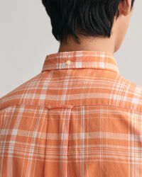 Regular Fit Check Cotton Linen Short Sleeve Shirt