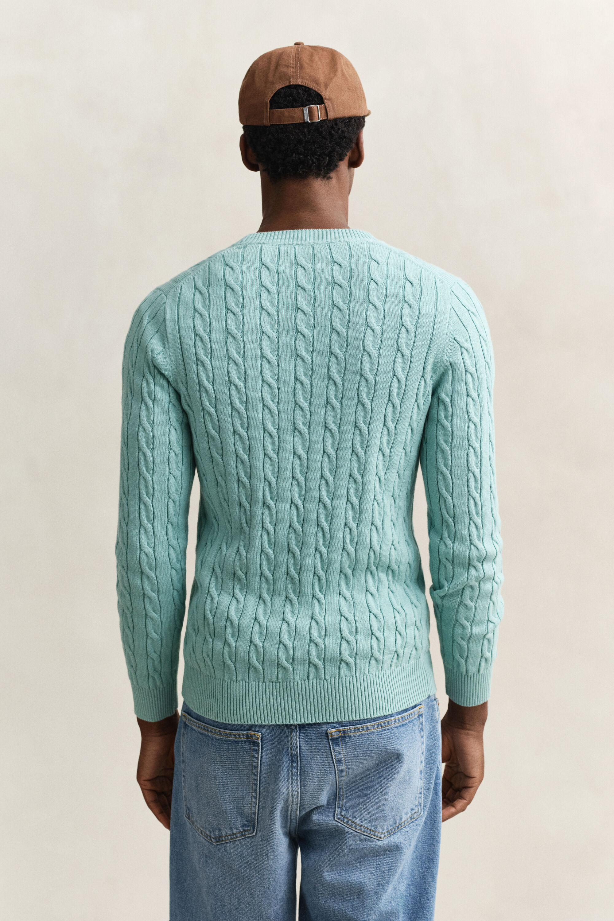 Cotton Cable Knit Crew Neck Sweater