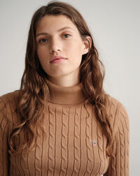 Stretch Cotton Cable Turtleneck