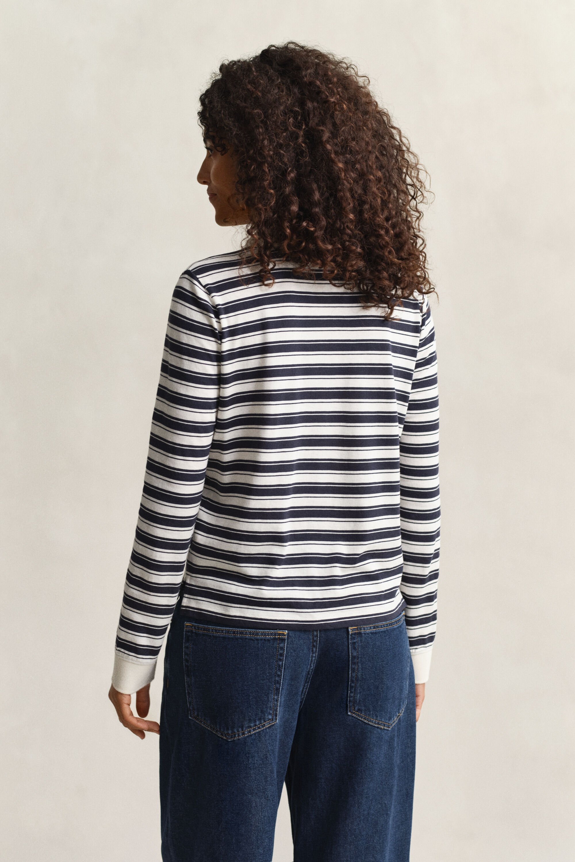 Striped Long Sleeve Polo Shirt