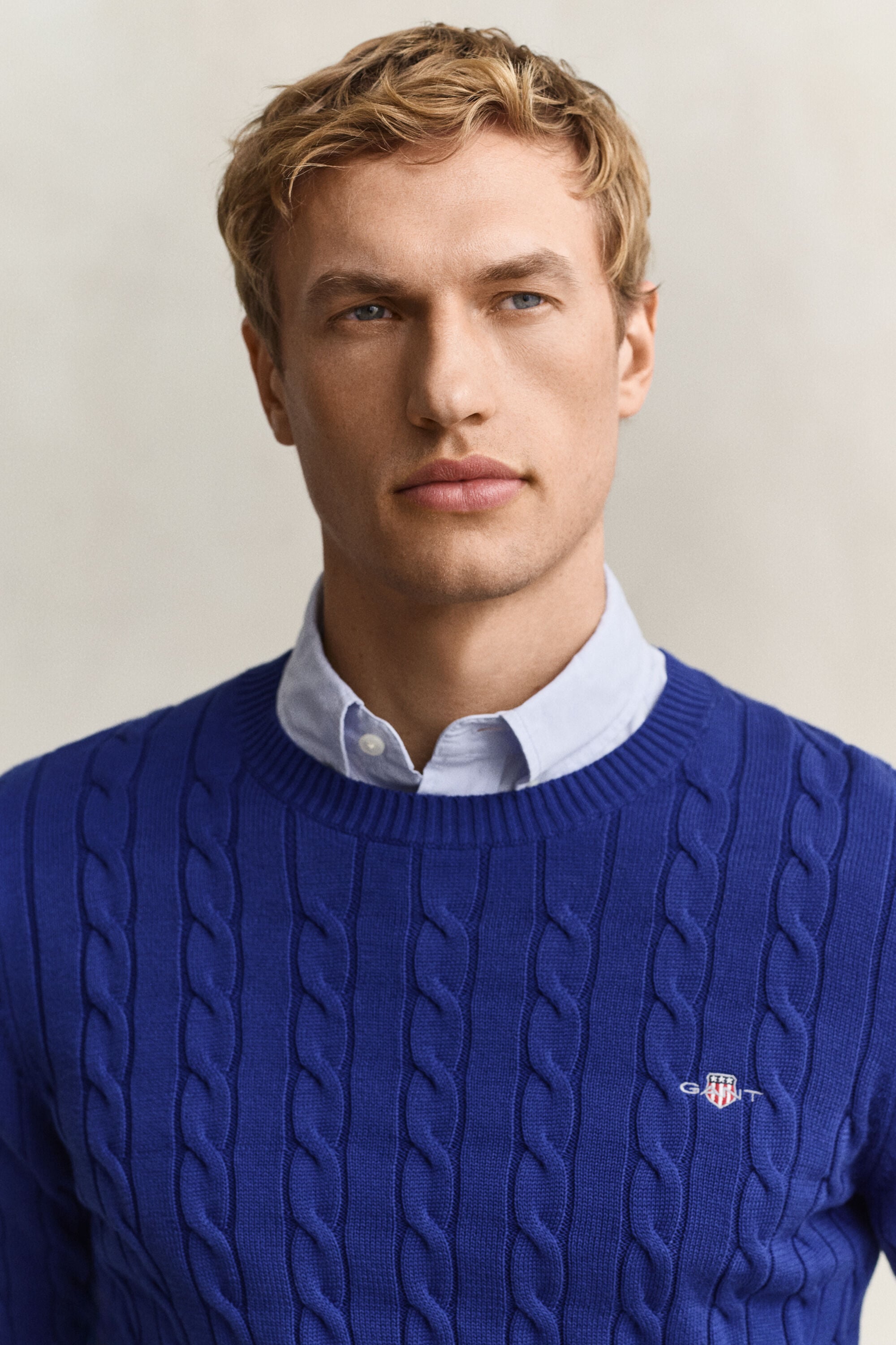 Cotton Cable Knit Crew Neck Sweater