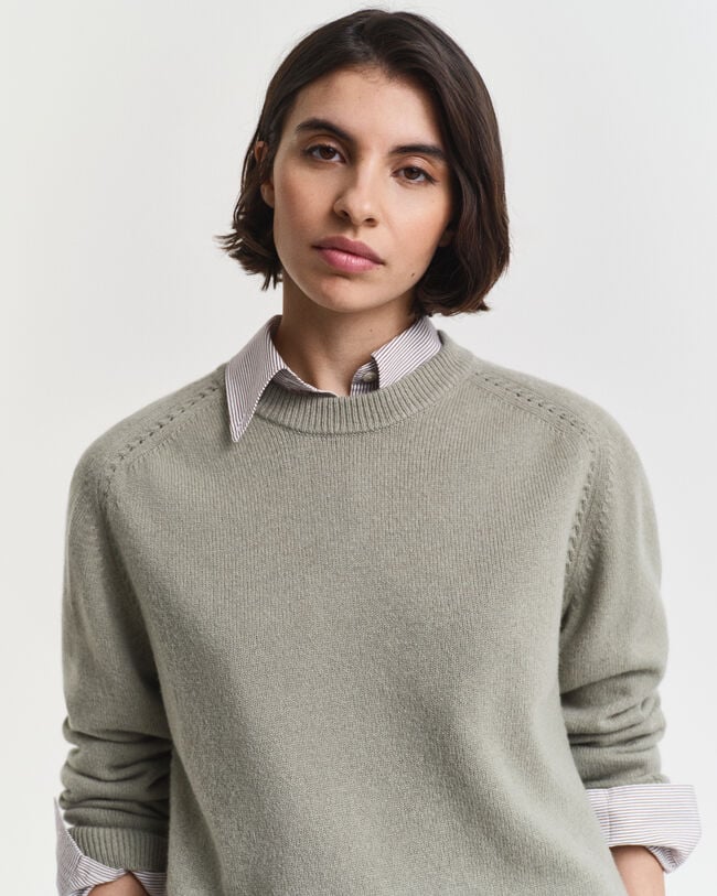 Soft Wool Cashmere Blend Crew Neck Sweater