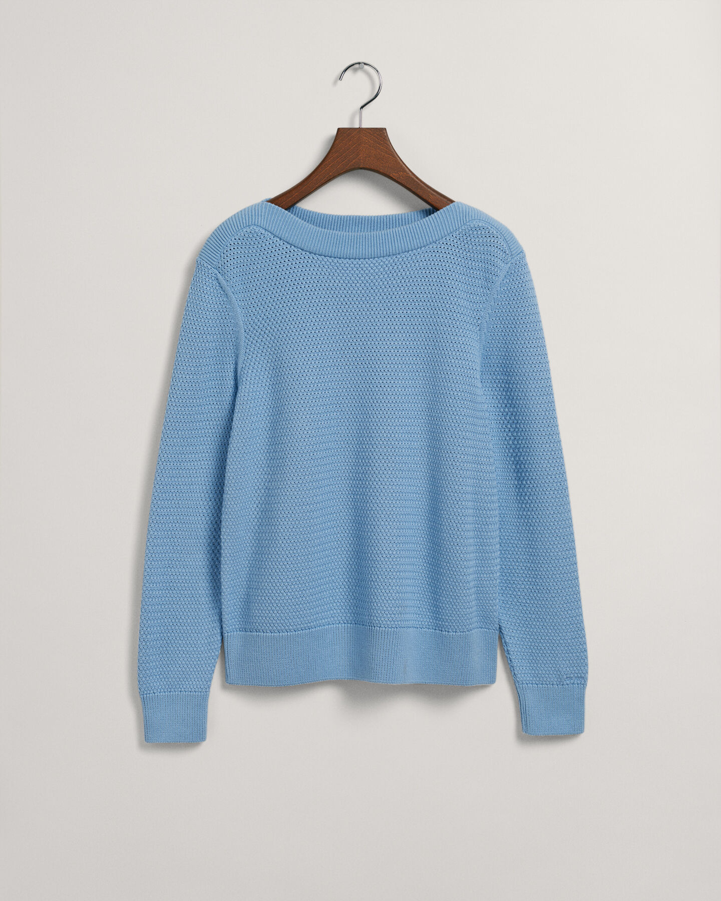 Textured Cotton Boat Neck Sweater