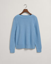 Textured Cotton Boat Neck Sweater